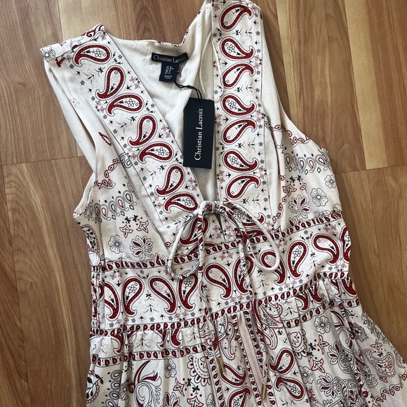 New Christian Lacroix Cream Maxi Sundress V-Neck Wedding Guest - Picture 9 of 12